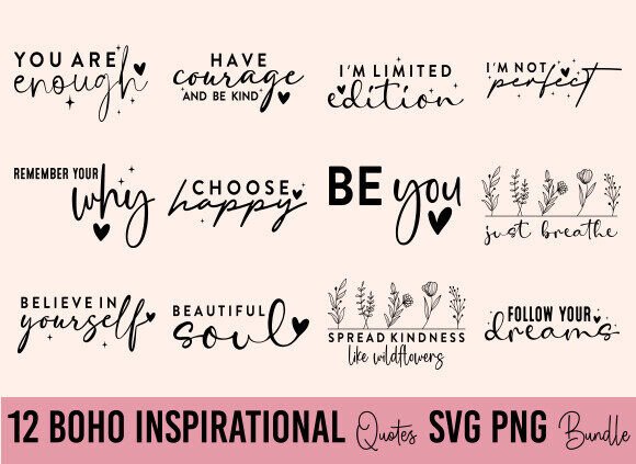 Download Boho Inspirational Quotes SVG PNG Bundle - Quotes svg Collection