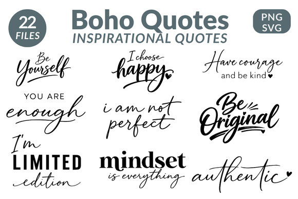 Download Boho Inspirational Quotes SVG PNG BUNDLE - Quotes svg Collection
