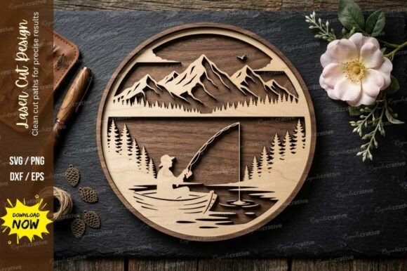 Download Mountain Lake Scene Laser Cut Svg - Laser Collection