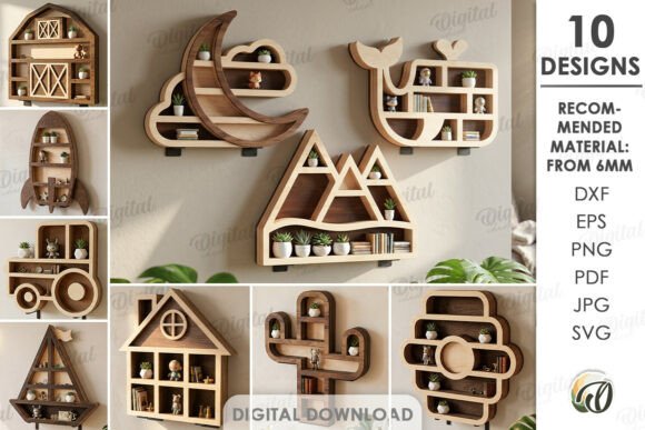Download 3D Wall Shelves Bundle Laser Cut - Laser Collection