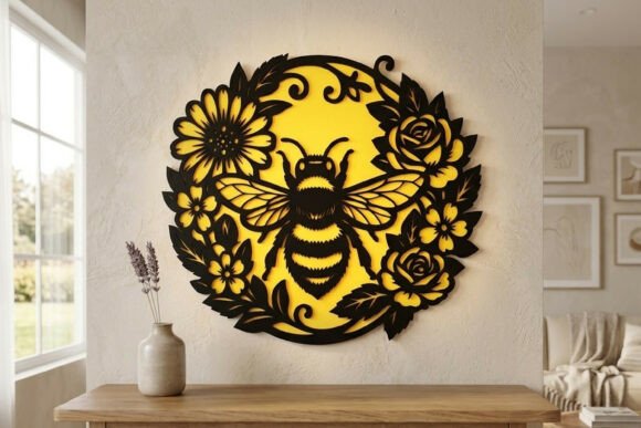 Download Laser Cut Floral Bee Wall Decor SVG - Laser Collection
