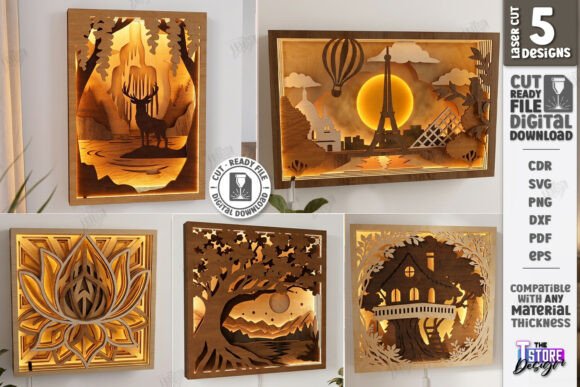 Download 3D Layered Light Boxes Art Laser Bundle - Laser Collection