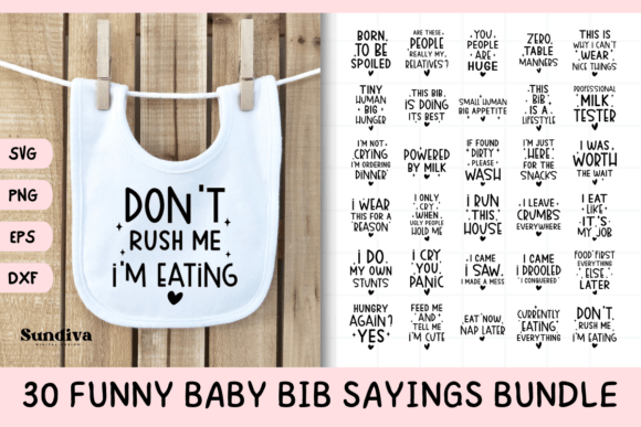 Download 30 Funny Baby Bib Quotes SVG Bundle - Quotes svg Collection