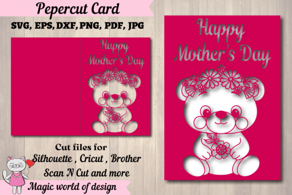 Download Bear with Flowers Card Paper Cutting Svg - Paper cutting Collection