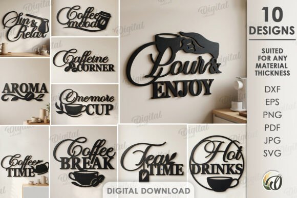 Download Drink Station Signs Bundle Laser Cut - Laser Collection