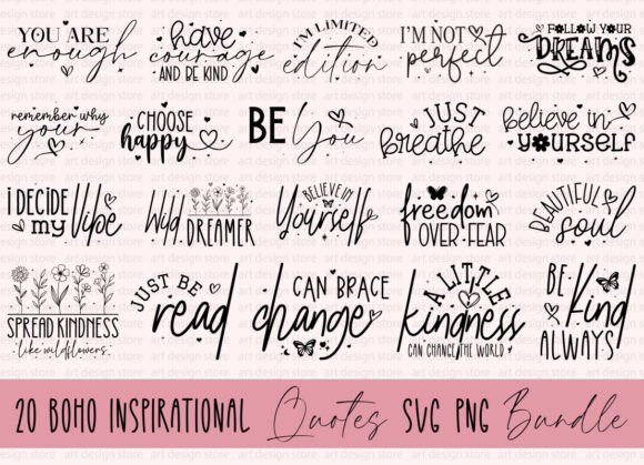Download Boho Inspirational Quotes SVG PNG Bundle - Quotes svg Collection